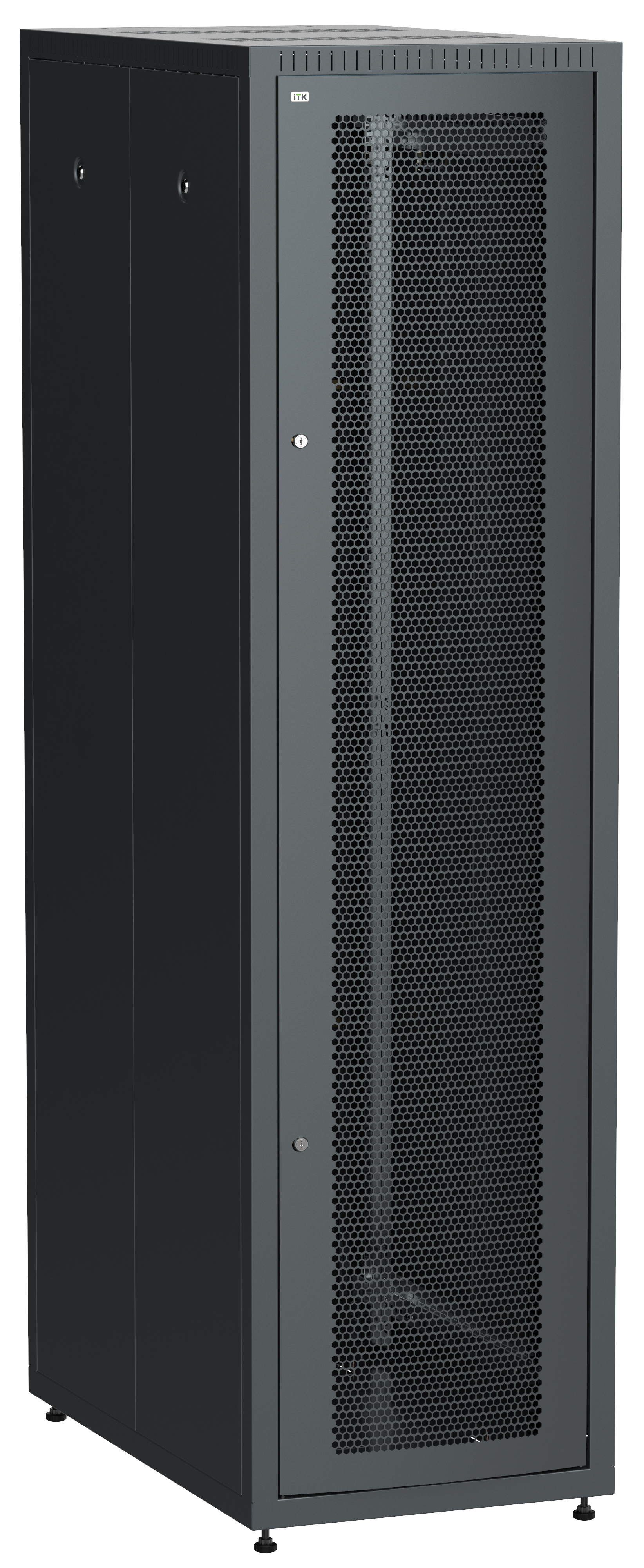 ITK Шкаф сетевой напольный LINEA E 47U 600х1000мм перфорированная передняя дверь задняя металлическая черный LE05-47U61-PM IEK