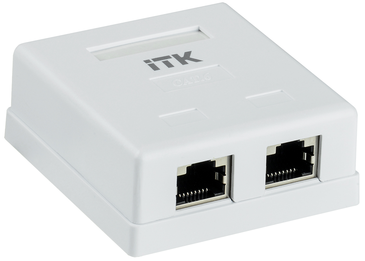 ITK Настенная информационная розетка RJ45 кат.6 FTP 2-порта CS2-1C06F-22 IEK