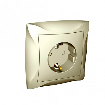Розетка DUET, скрытый монтаж, с заземлением, со шторками, бежевый WDE000244 Schneider Electric