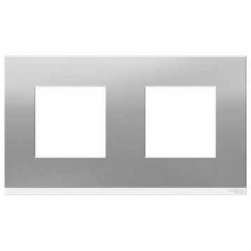 Рамка 2 поста UNICA PURE, горизонтальная, алюминий NU600480 Schneider Electric