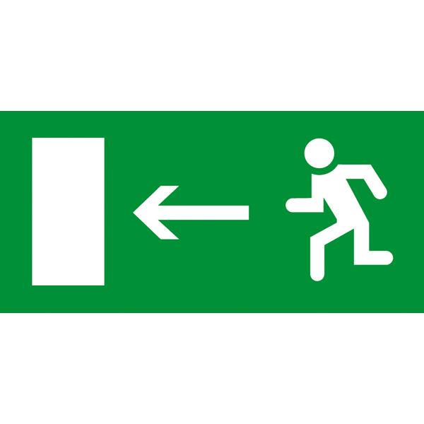 Информационная табличка - для автономных эвакуационных светильников - дверь на выход налево - 310х112 мм 660865 Legrand