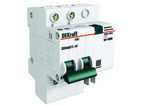 Дифференциальный автоматический выключатель ДИФ101 2 полюса, 25А, Тип AC, х-ка C, 30мА 15005DEK DEKraft
