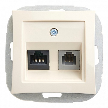 Розетка 2xRJ11+RJ45 Cat.5 ДУЭТ, бежевый WDE000285 Schneider Electric