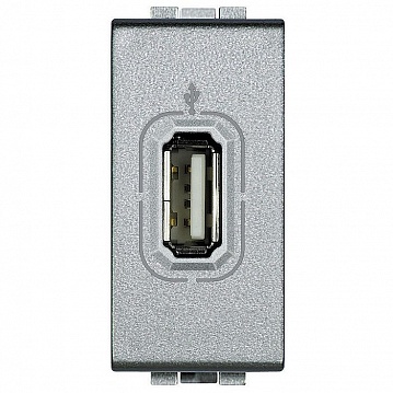 Розетка 1xUSB LIVING LIGHT, алюминий NT4285 Bticino