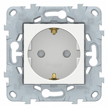 Розетка UNICA NEW, скрытый монтаж, с заземлением, со шторками, белый NU505718 Schneider Electric