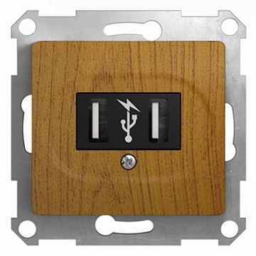 Розетка 2xUSB GLOSSA, дуб GSL000532 Schneider Electric