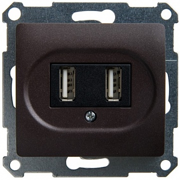 Розетка 2xUSB GLOSSA, шоколад GSL000832 Schneider Electric