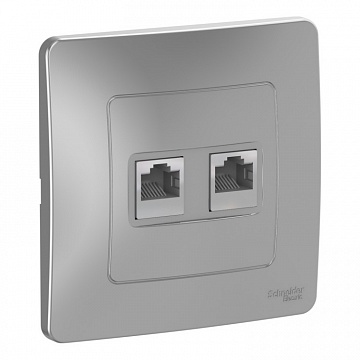 Розетка компьютерная 2xRJ45 Cat.5 BLANCA, алюминий BLNIS045453 Schneider Electric