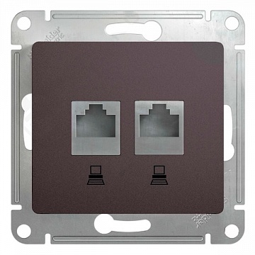 Розетка компьютерная 2xRJ45 Cat.5 GLOSSA, графит GSL001385KK Schneider Electric