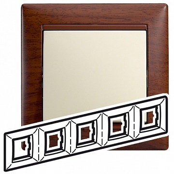 Рамка 5 постов VALENA CLASSIC, дерево тонированное 770315 Legrand