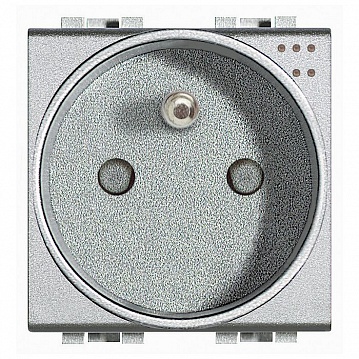 Розетка LIVING LIGHT, скрытый монтаж, с заземлением, алюминий NT4144 Bticino