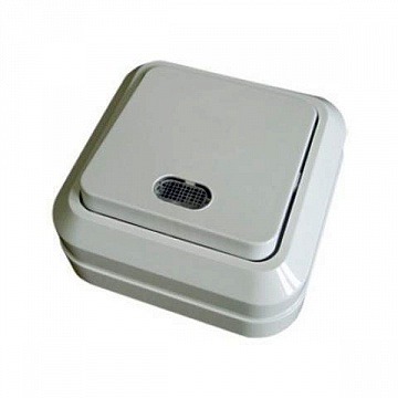Выключатель 1-клавишный ЛАДОГА, с подсветкой, открытый монтаж, белый SQ1801-0009 TDM