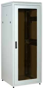 ITK Шкаф сетевой напольный 19" LINEA N 47U 800х800мм стеклянная передняя дверь, задняя металлическая серый LN35-47U88-GM IEK