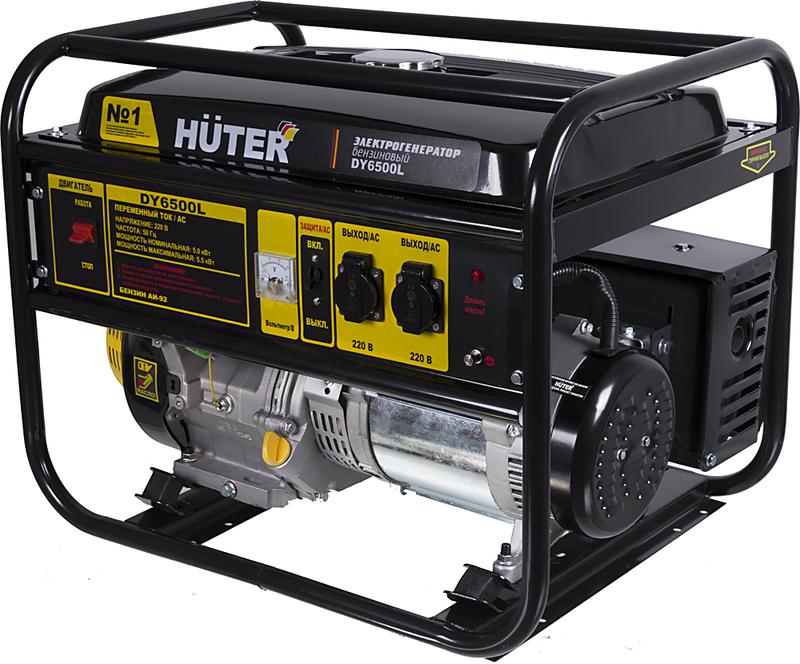 Бензогенератор DY6500L 1ф 5000Вт ручной стартер 64/1/6 HUTER