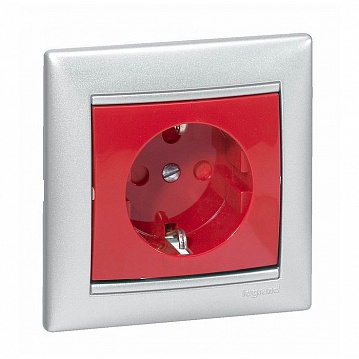 Розетка VALENA CLASSIC, скрытый монтаж, с заземлением, красный 774327 Legrand