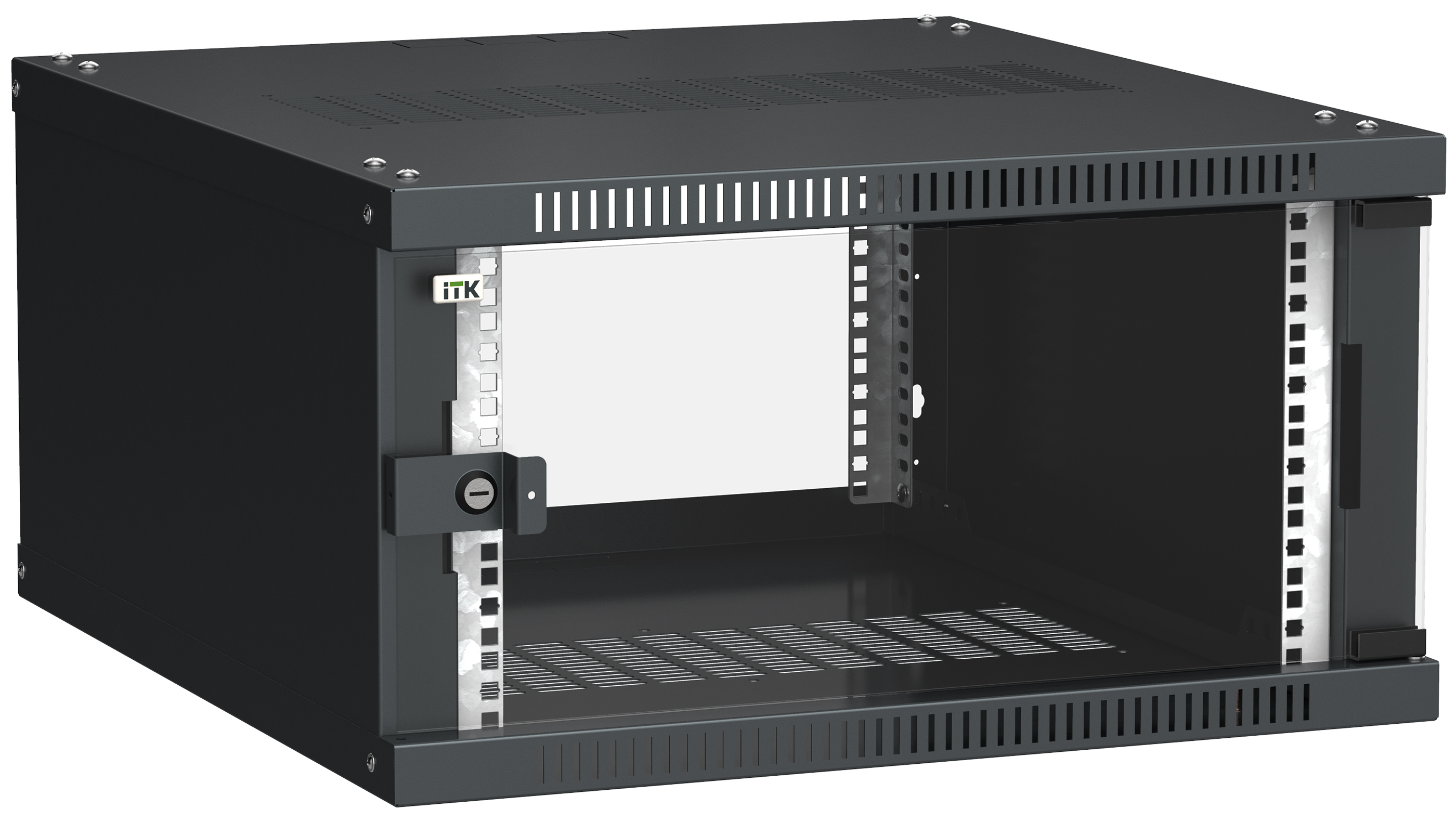ITK Шкаф настенный LINEA WE 6U 600х650мм дверь стекло черный LWE5-06U67-GF IEK