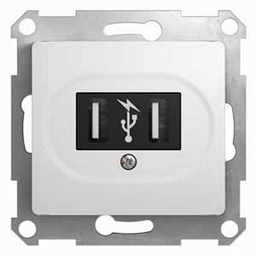 Розетка 2xUSB GLOSSA, белый GSL000132 Schneider Electric