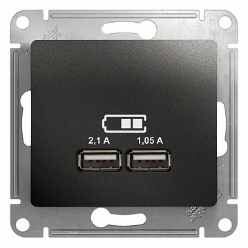 Розетка 2xUSB GLOSSA, антрацит GSL000733 Schneider Electric