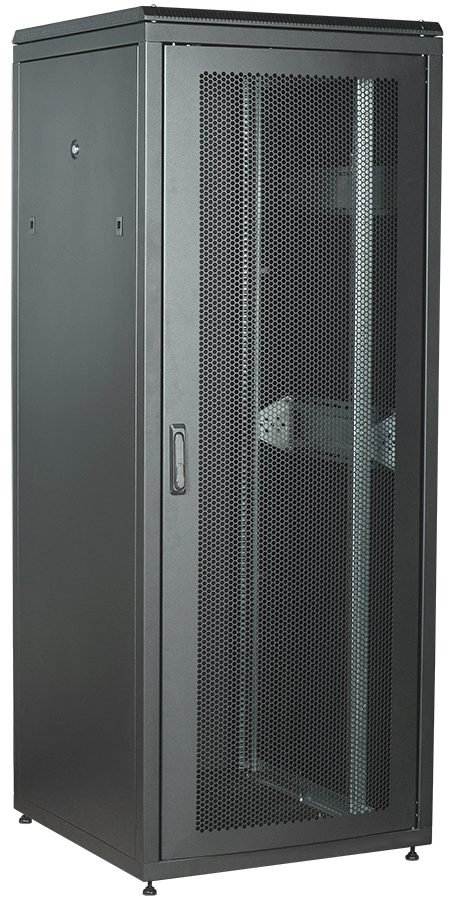 ITK Шкаф сетевой напольный 19" LINEA N 28U 800х800мм перфорированная передняя дверь, задняя металлическая черный LN05-28U88-PM IEK