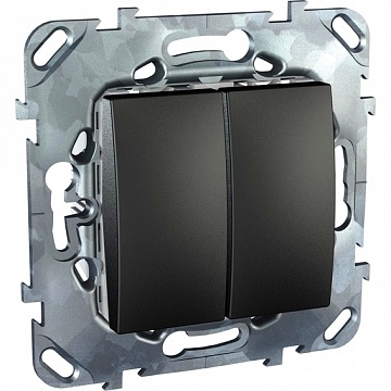 Переключатель 2-клавишный UNICA TOP, скрытый монтаж, графит MGU5.213.12ZD Schneider Electric