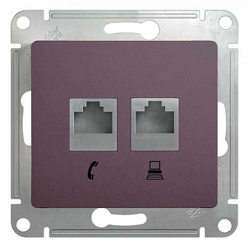 Розетка 2xRJ11+RJ45 Cat.5 GLOSSA, сиреневый туман GSL001485 Schneider Electric