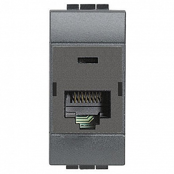 Розетка компьютерная 1xRJ45 Cat.6 LIVING LIGHT, антрацит L4262C6 Bticino