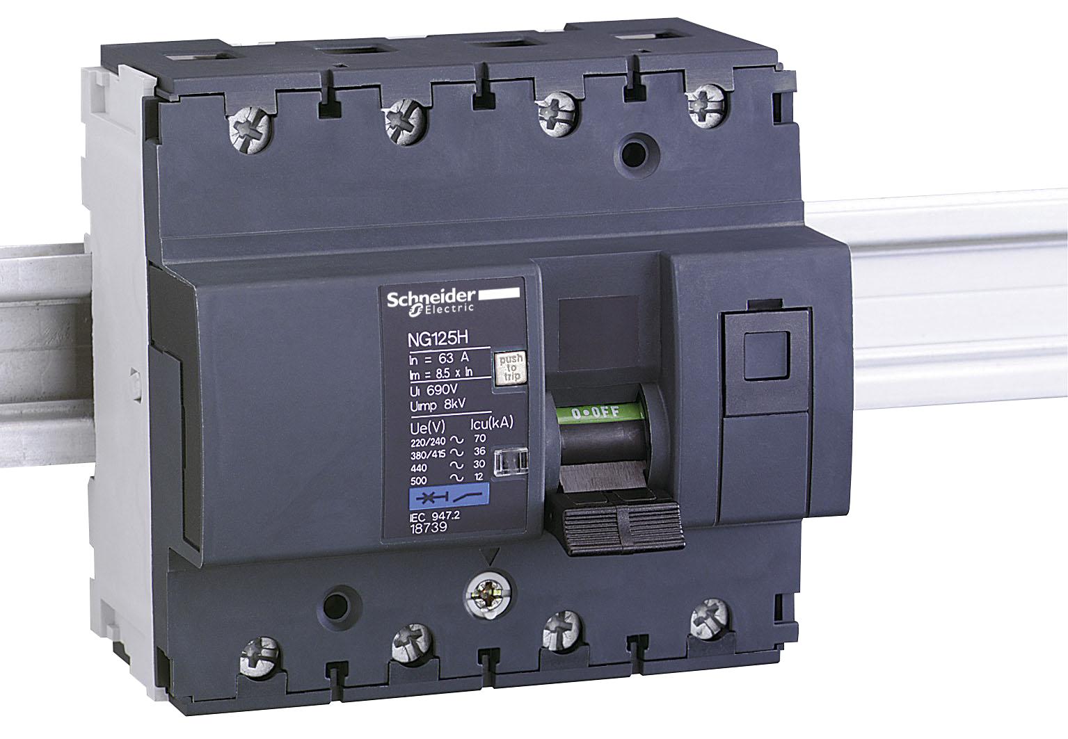 Выключатель автоматический четырехполюсный NG125H 16А C 36кА 18733 Schneider Electric
