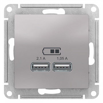 Розетка 2xUSB ATLASDESIGN, алюминий ATN000333 Schneider Electric