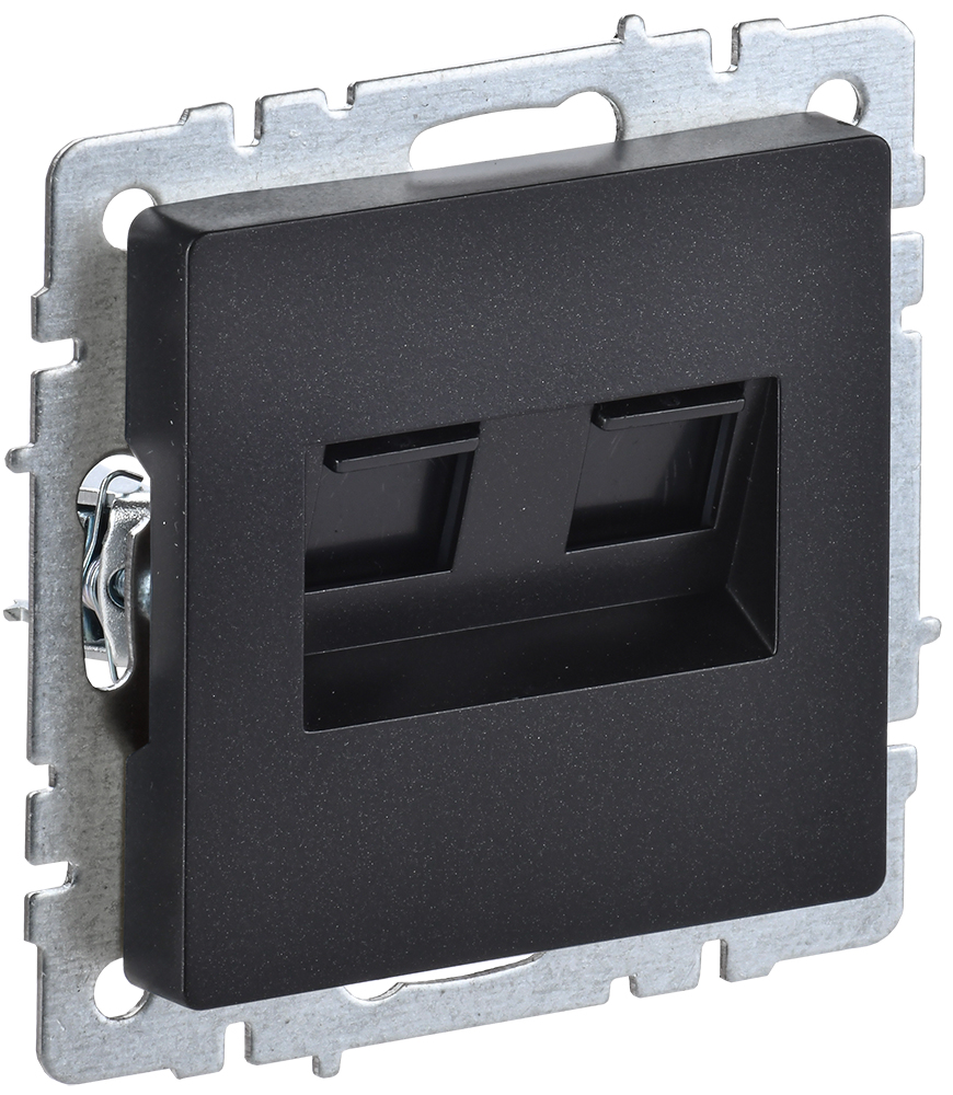 BRITE Розетка компьютерная двойная RJ45 кат.5E РК10-2-БрЧ черный BR-K20-1-K02 IEK
