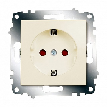 Розетка COSMO, скрытый монтаж, с заземлением, со шторками, кремовый 619-010300-243 ABB