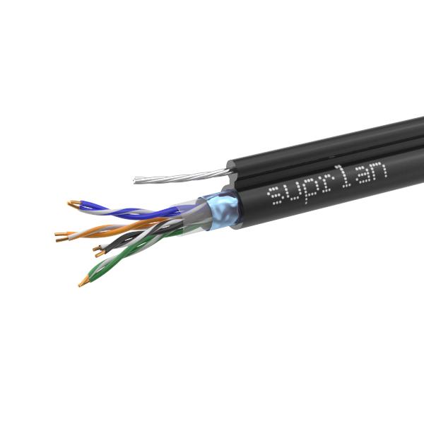 Кабель витая пара F/UTP кат.5E 4х2х24AWG solid Cu PE OUTDOOR Premium трос черн. (уп.305м) 01-1008-3 SUPRLAN