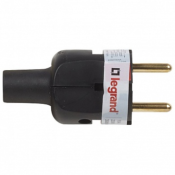 Вилка прямая ЭЛИУМ, 16А IP20, черный, 050181 050181 Legrand
