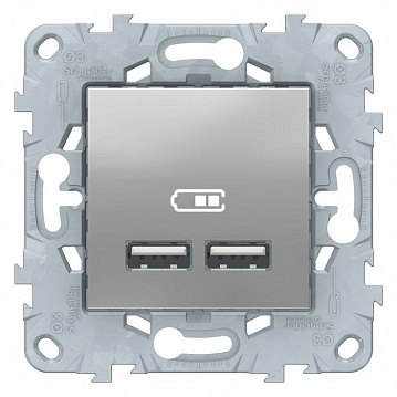 Розетка 2xUSB UNICA NEW, алюминий NU541830 Schneider Electric