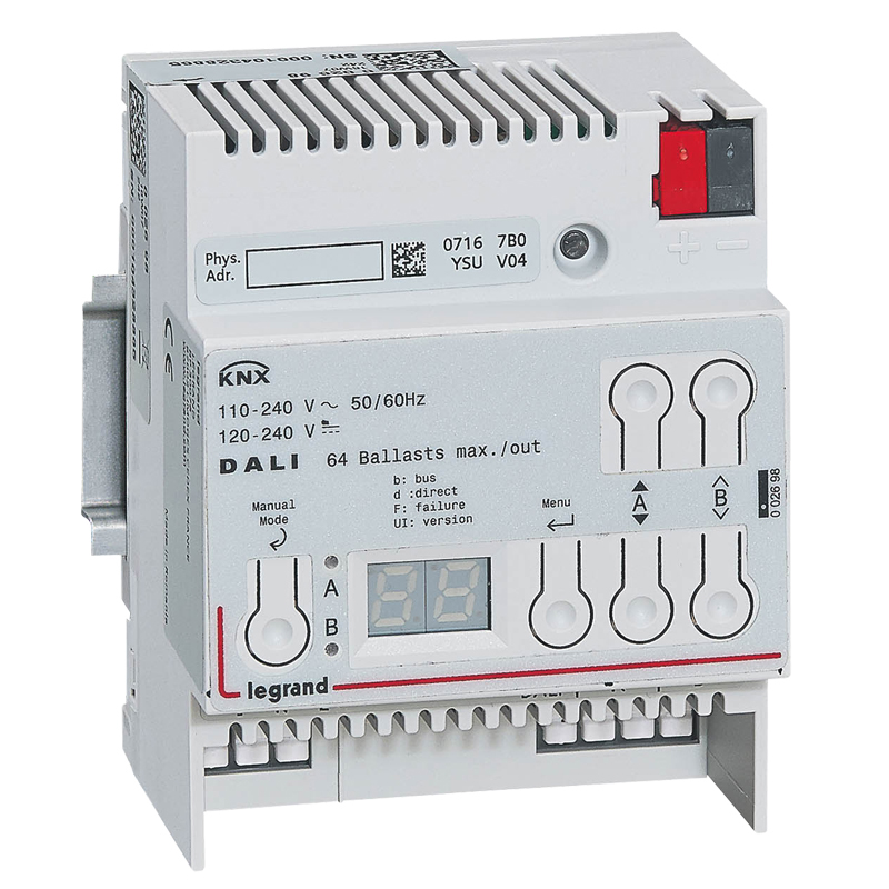 KNX контроллер DALI 64 балласта/8 групп. DIN 6 модулей 002698 Legrand
