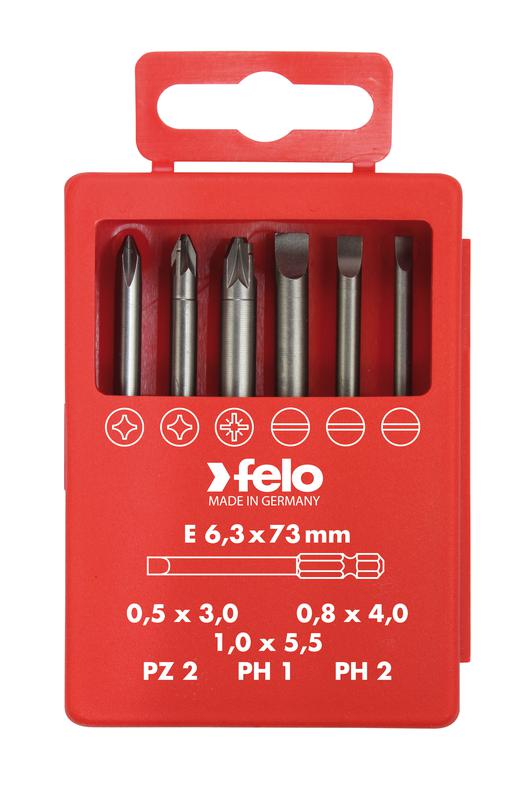 Набор бит SL/PZ/PH Industrial 73мм в кейсе 6 бит 03092716 FELO