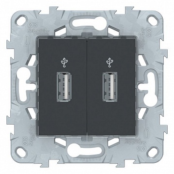 Розетка 2xUSB UNICA NEW, антрацит NU542754 Schneider Electric