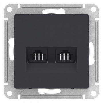 Розетка компьютерная 2xRJ45 Cat.5 ATLASDESIGN, карбон ATN001085 Schneider Electric