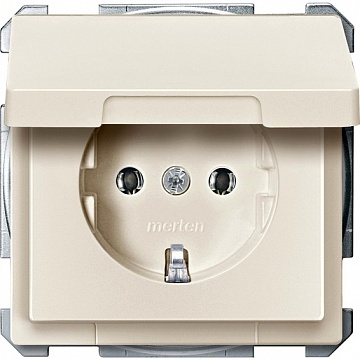 Розетка MERTEN SYSTEM DESIGN, скрытый монтаж, с заземлением, с крышкой, бежевый MTN2311-4044 Schneider Electric