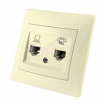 Розетка 2xRJ11+RJ45 Cat.5 ЛАМА, бежевый SQ1815-0119 TDM