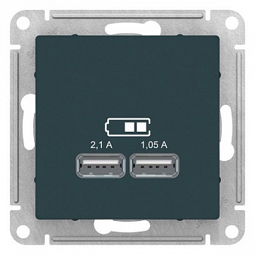 Розетка 2xUSB ATLASDESIGN, изумруд ATN000833 Schneider Electric