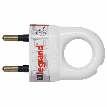 Вилка с кольцом ЭЛИУМ, 6А IP20, белый, 050162 050162 Legrand