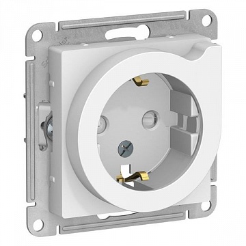 Розетка ATLASDESIGN, скрытый монтаж, с заземлением, со шторками, белый ATN000147 Schneider Electric