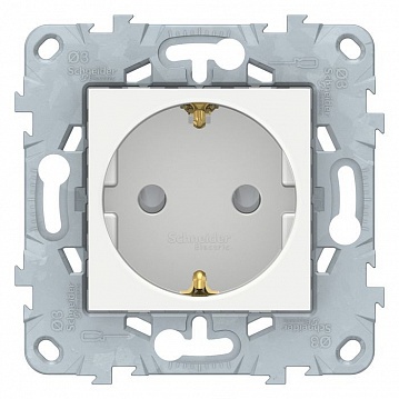 Розетка UNICA NEW, скрытый монтаж, с заземлением, со шторками, белый NU503718 Schneider Electric