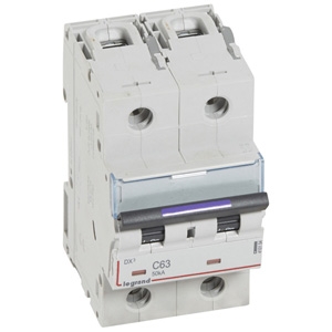 Выключатель автоматический двухполюсный DX3 63А C 50кА (3 мод) 410154 Legrand