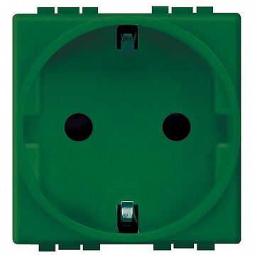 Розетка LIVING LIGHT, скрытый монтаж, с заземлением, со шторками, зеленый L4141V Bticino