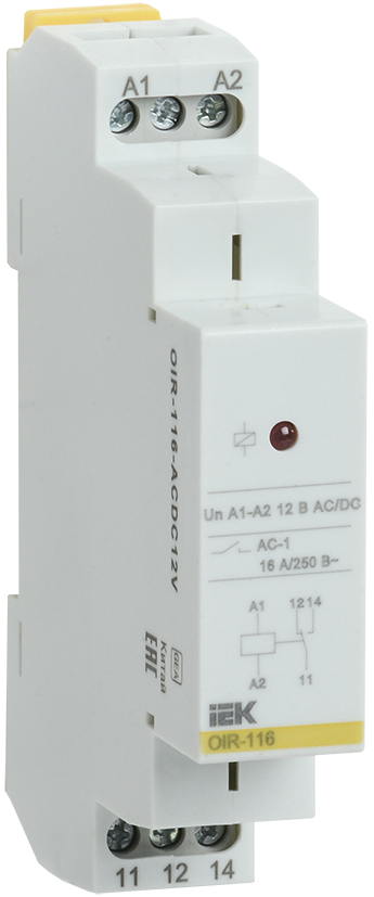 Реле промежуточное модульное OIR 1 контакт 16А 12В AC/DC OIR-116-ACDC12V IEK