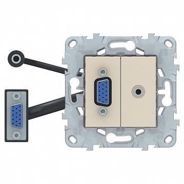 Розетка HD15+mini-jack UNICA NEW, бежевый NU593244 Schneider Electric
