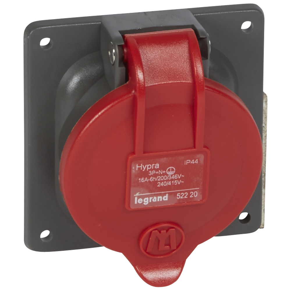 Встраиваемая розетка Hypra - IP 44 - 3К+Н+З - 16 А - пластик 052220 Legrand