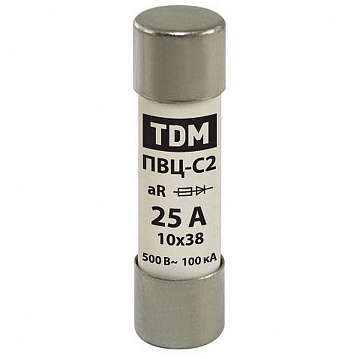 Плавкая вставка ПВЦ-С2 10х38 aR (быстродействующая) 25А SQ0729-0046 TDM