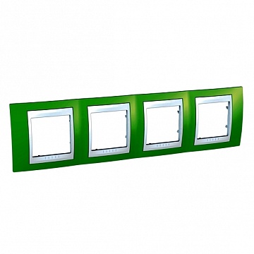 Рамка 4 поста UNICA ХАМЕЛЕОН, горизонтальная, салатовый MGU6.008.863 Schneider Electric